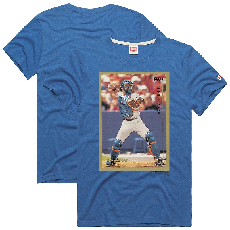 Men's Homage Mike Piazza Royal New York Mets Topps Baseball Card Tri-Blend T-Shirt