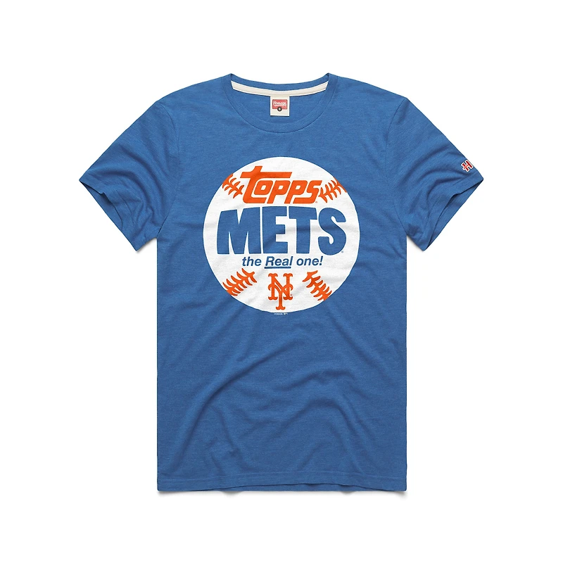 Men's Homage  Royal New York Mets MLB x Topps Baseball The Real One Tri-Blend T-Shirt
