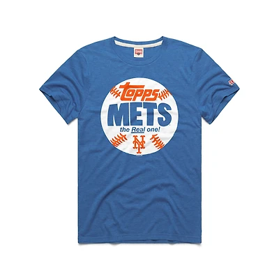 T-shirt homme Homage Royal New York Mets MLB x Topps Baseball The Real One en mélange de trois matières