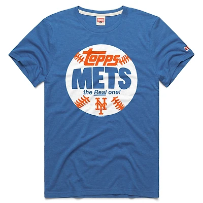 Men's Homage  Royal New York Mets MLB x Topps Baseball The Real One Tri-Blend T-Shirt