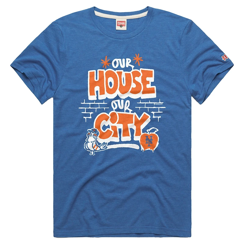 Men's Homage Royal New York Mets Tri-Blend Hyperlocal T-Shirt