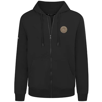 Men's Levelwear  Khaki New York Mets Podium Full-Zip Hoodie