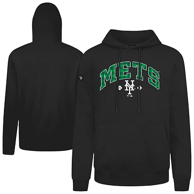 Men's Levelwear  Black New York Mets St. Patrick's Day Podium Plaid Pullover Hoodie