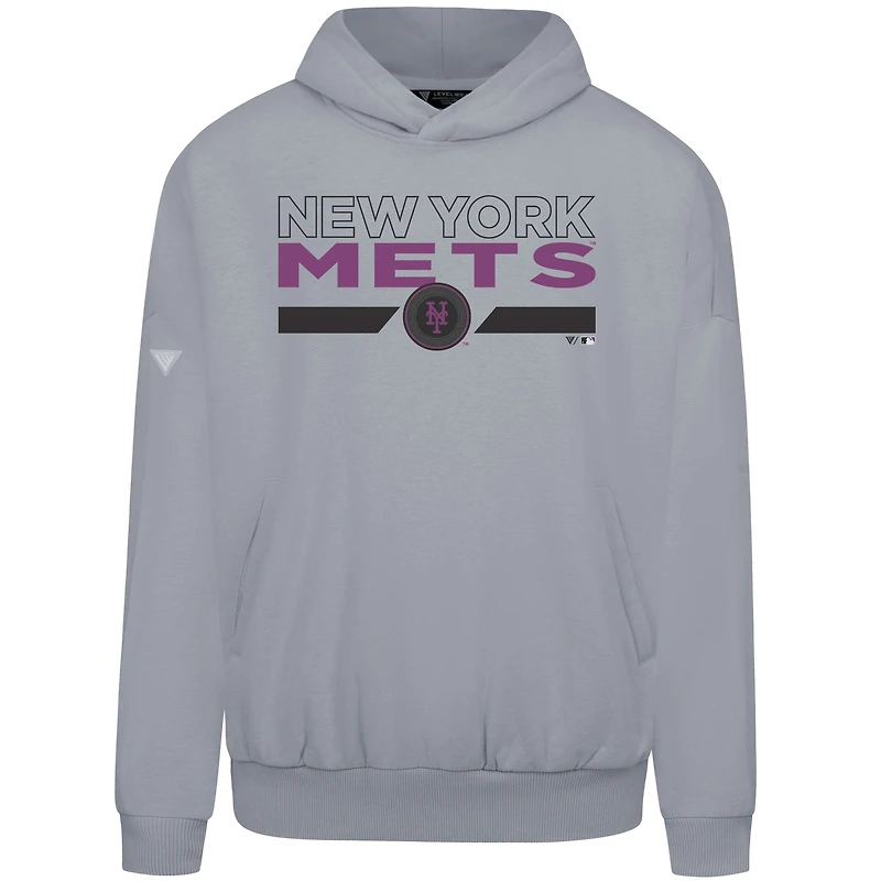 Men's Levelwear  Gray New York Mets City Connect Contact No Hitter Pullover Hoodie