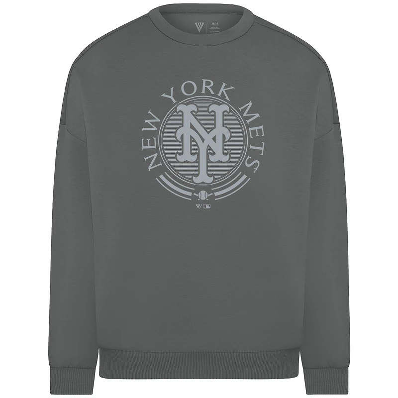 Men's Levelwear Gray New York Mets Luxe Signature Grain Pullover Sweatshirt