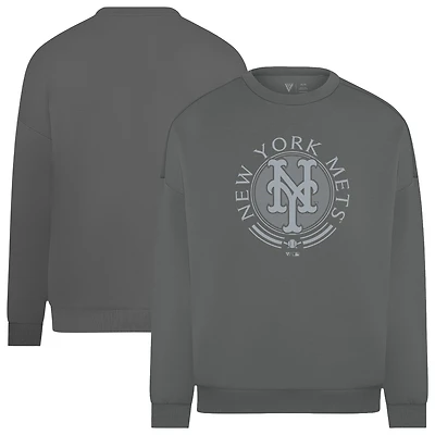 Men's Levelwear Gray New York Mets Luxe Signature Grain Pullover Sweatshirt