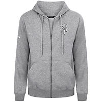 Men's Levelwear Gray New York Mets Podium Banner Arch Full-Zip Hoodie
