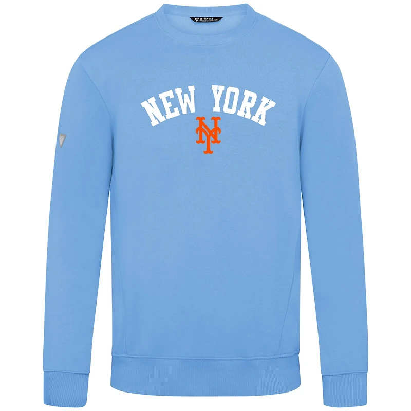 Men's Levelwear  Light Blue New York Mets Zane Felt Arch Pullover Sweatshirt