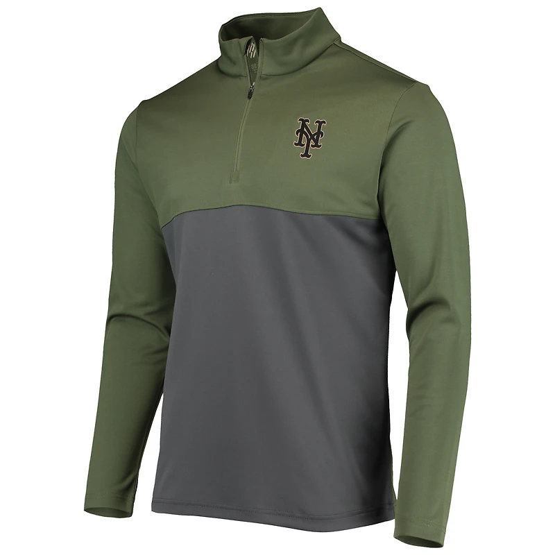 Veste à col zippé Levelwear Olive New York Mets Delta Pursue pour homme