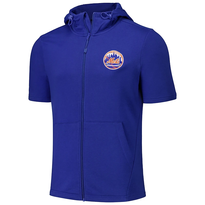 Levelwear Royal New York Mets Recruit Sweat à capuche entièrement zippé manches courtes pour hommes