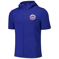 Levelwear Royal New York Mets Recruit Sweat à capuche entièrement zippé manches courtes pour hommes