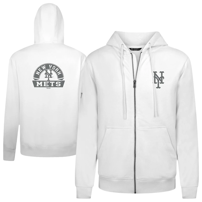 Men's Levelwear White New York Mets Podium Banner Arch Full-Zip Hoodie