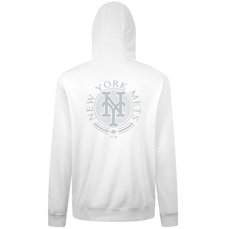 Men's Levelwear White New York Mets Podium Grain Pullover Hoodie