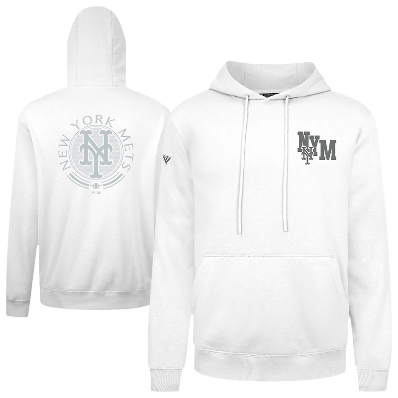 Men's Levelwear White New York Mets Podium Grain Pullover Hoodie
