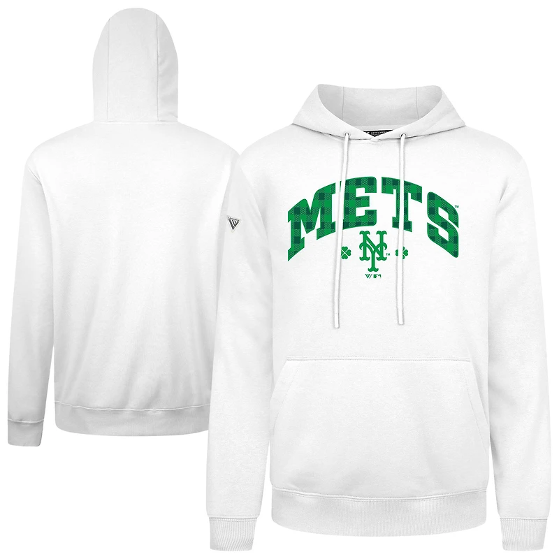 Sweat à capuche carreaux Podium de la Saint-Patrick des Mets New York pour hommes Levelwear blanc