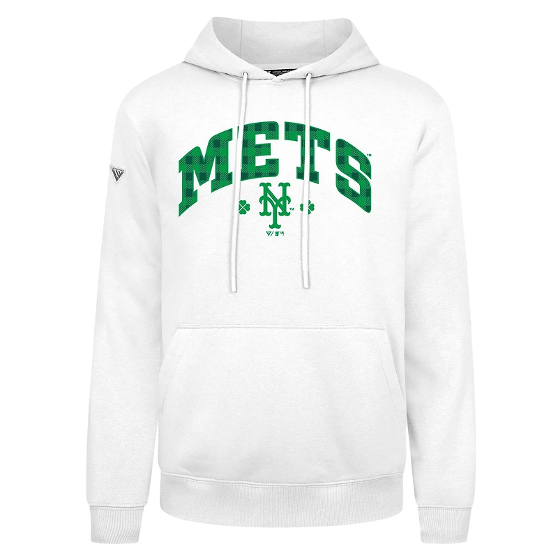 Sweat à capuche carreaux Podium de la Saint-Patrick des Mets New York pour hommes Levelwear blanc