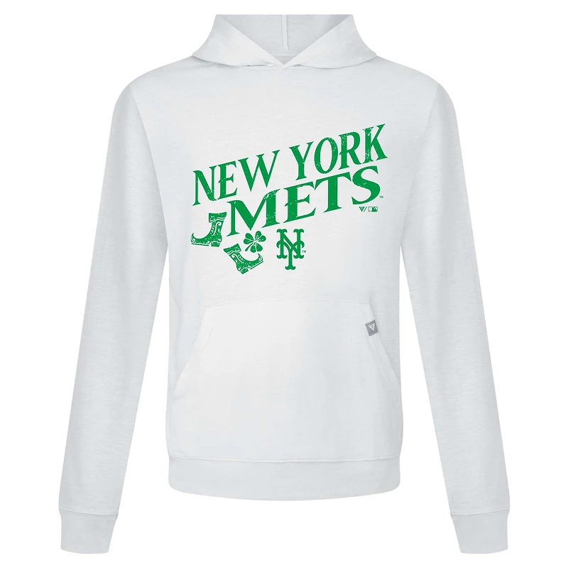 Sweat à capuche blanc pour homme avec bottes relais de la Saint-Patrick des Mets New York Levelwear