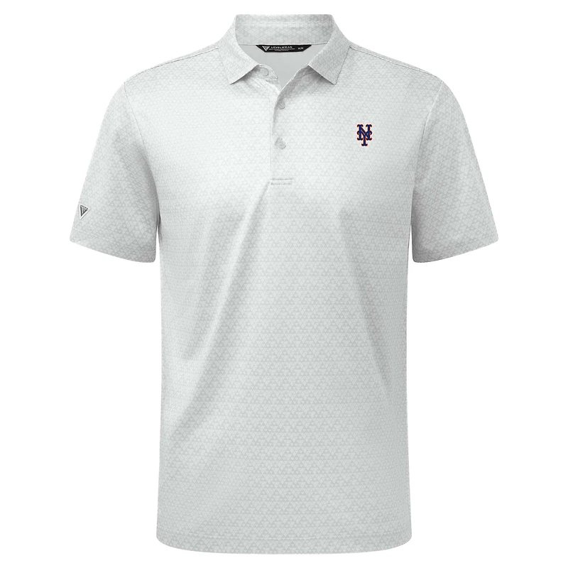 Polo System Insignia 2.0 blanc pour homme de Levelwear avec logo des Mets New York