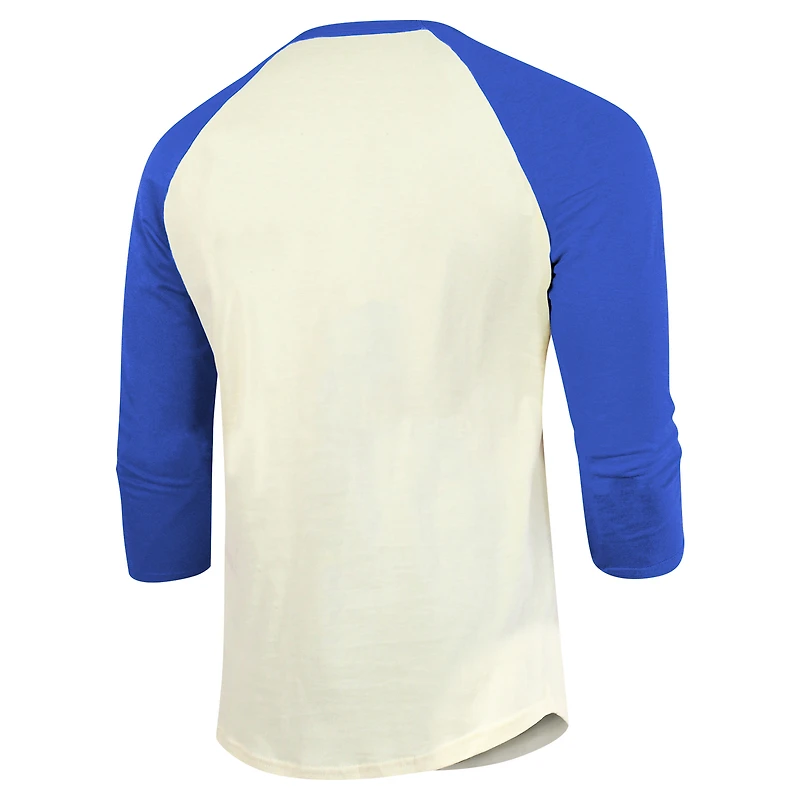 T-shirt à manches 3/4 Majestic Threads crème/royal New York Mets Raglan pour hommes
