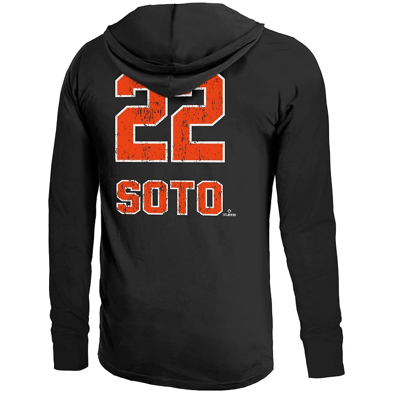 Men's Majestic Threads Juan Soto Black New York Mets Lightweight Name & Number Hoodie