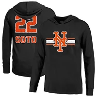 Men's Majestic Threads Juan Soto Black New York Mets Lightweight Name & Number Hoodie