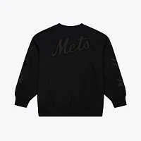 Sweat-shirt à col rond en polaire Phantom noir Mitchell & Ness pour homme, modèle New York Mets.
