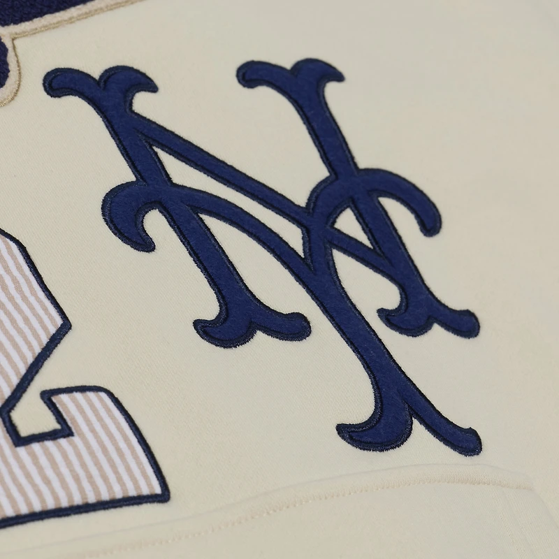 Sweat à capuche en polaire Mitchell & Ness crème New York Mets Yacht Rock pour homme