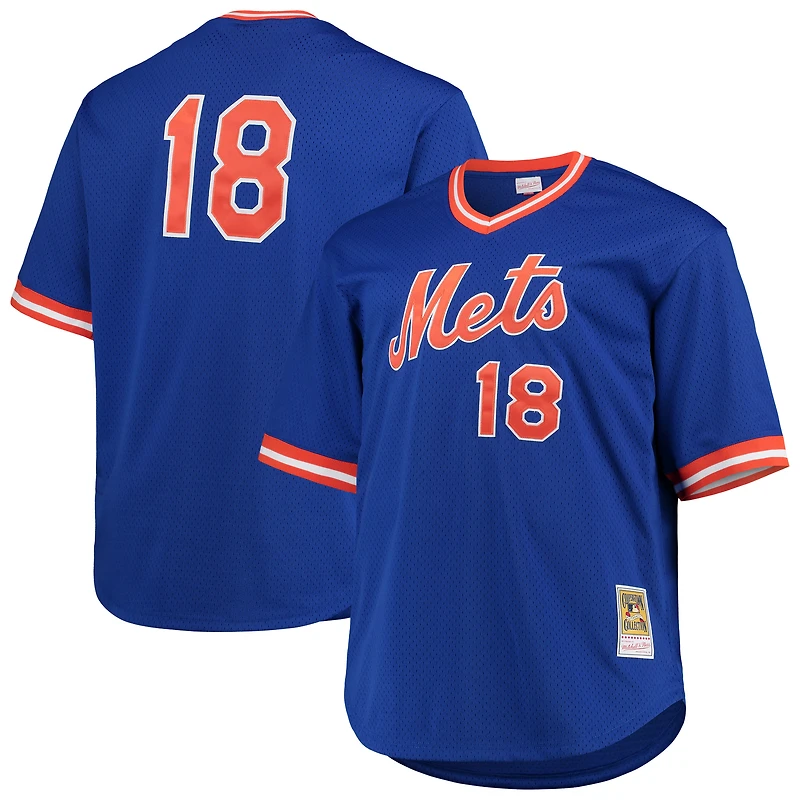 Men's Mitchell & Ness Darryl Strawberry Royal New York Mets Big Tall Cooperstown Collection Mesh Batting Practice Jersey