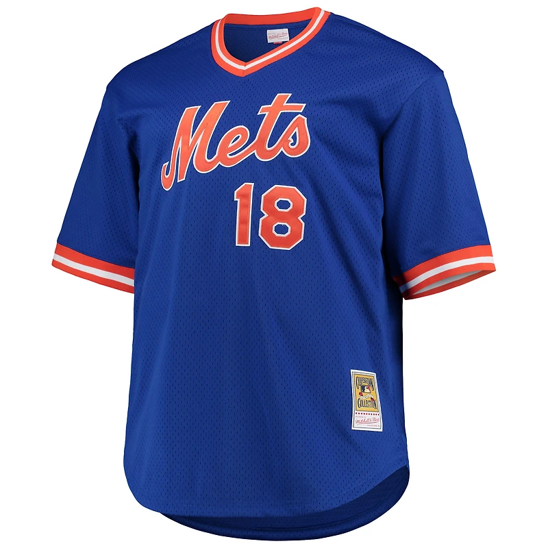 Men's Mitchell & Ness Darryl Strawberry Royal New York Mets Big Tall Cooperstown Collection Mesh Batting Practice Jersey