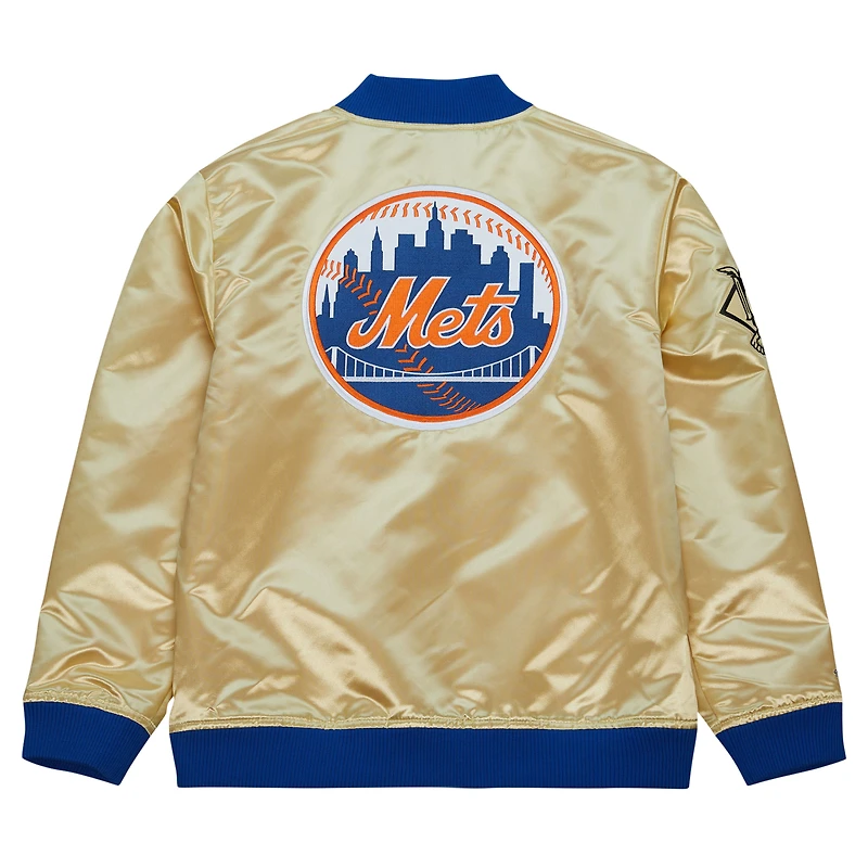 Veste légère en satin entièrement zippée Mitchell & Ness Gold New York Mets OG 2.0 pour hommes