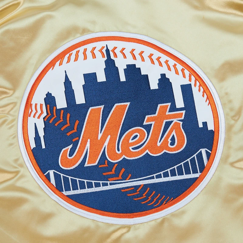 Veste légère en satin entièrement zippée Mitchell & Ness Gold New York Mets OG 2.0 pour hommes