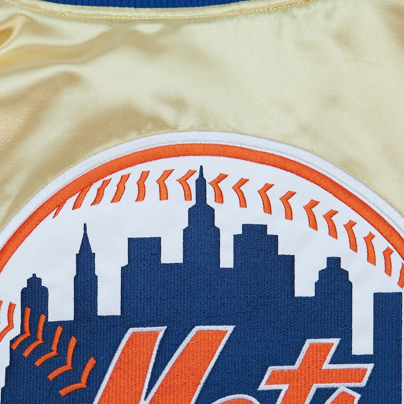 Veste légère en satin entièrement zippée Mitchell & Ness Gold New York Mets OG 2.0 pour hommes
