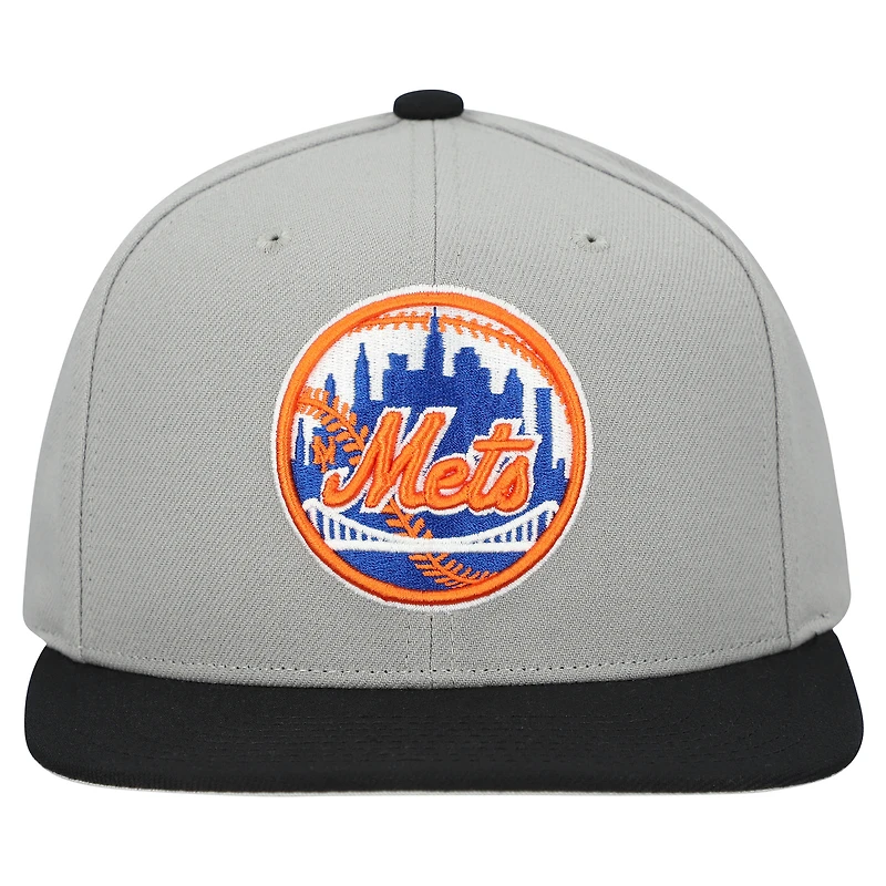 Casquette snapback basique Mitchell & Ness grise New York Mets Collection Cooperstown pour homme