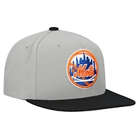 Men's Mitchell & Ness Gray New York Mets Cooperstown Collection Basic Flip Snapback Hat