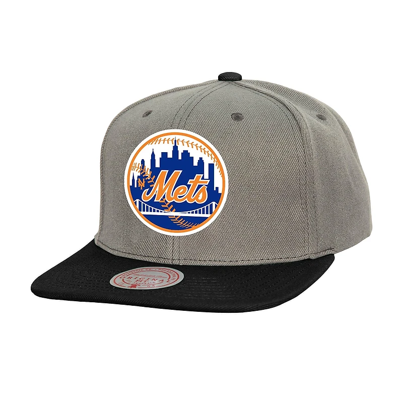 Casquette snapback basique Mitchell & Ness grise pour homme, collection Cooperstown, New York Mets