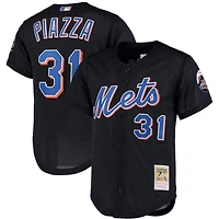 Mitchell & Ness Mike Piazza pour homme Noir New York Mets Big Tall Cooperstown Collection Maillot boutonné en maille