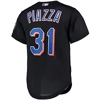 Men's Mitchell & Ness Mike Piazza Black New York Mets Big Tall Cooperstown Collection Mesh Button-Up Jersey
