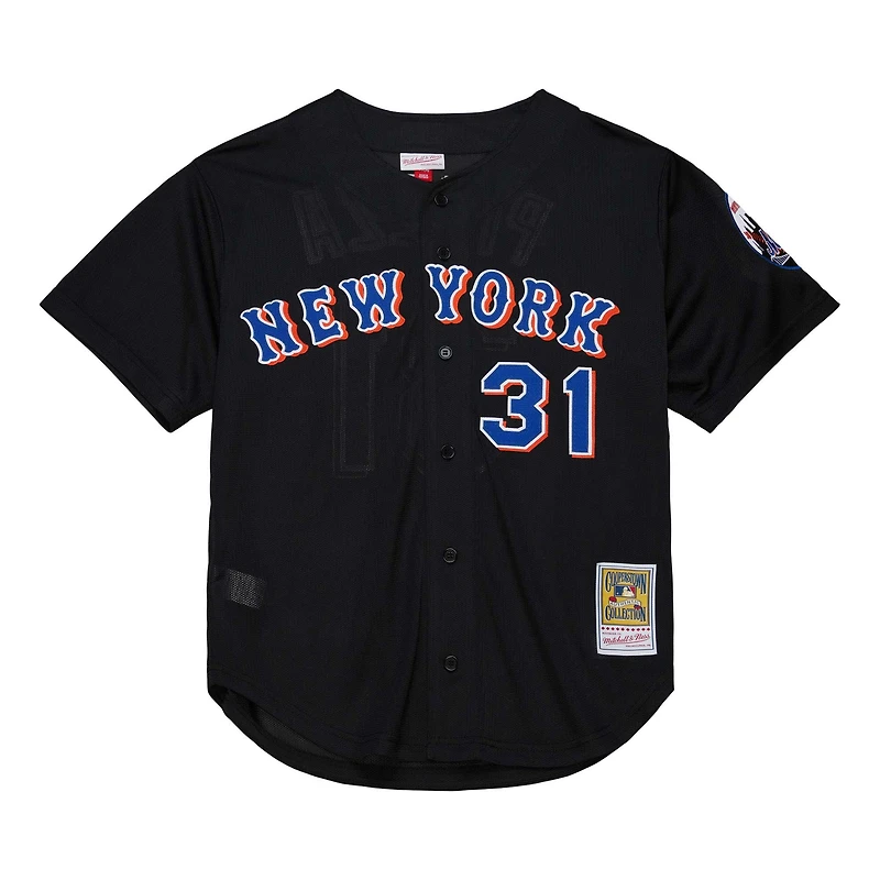 Maillot d'entraînement au bâton 2000 Mitchell & Ness Mike Piazza pour hommes, noir, collection New York Mets Cooperstown