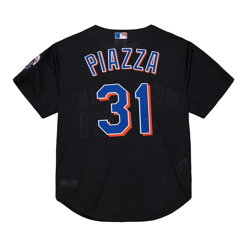 Maillot d'entraînement au bâton 2000 Mitchell & Ness Mike Piazza pour hommes, noir, collection New York Mets Cooperstown