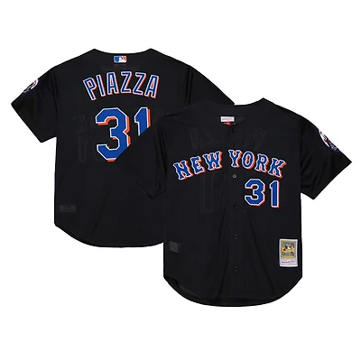 Maillot d'entraînement au bâton 2000 Mitchell & Ness Mike Piazza pour hommes, noir, collection New York Mets Cooperstown