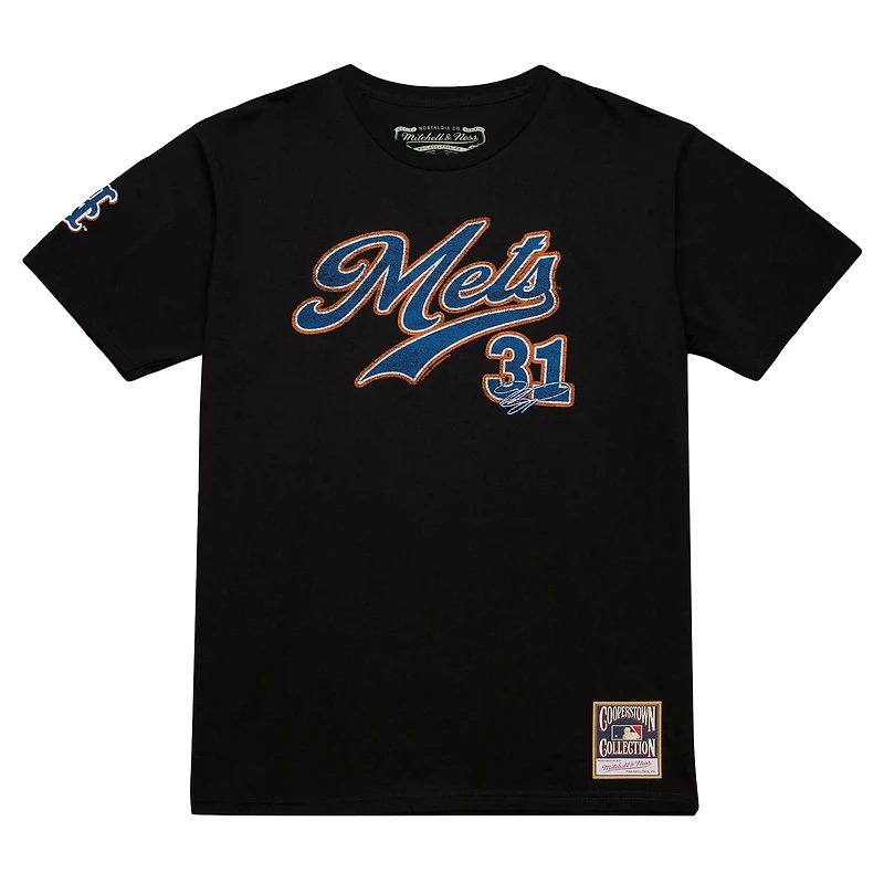 Men's Mitchell & Ness Mike Piazza Black New York Mets Cooperstown Collection Player T-Shirt