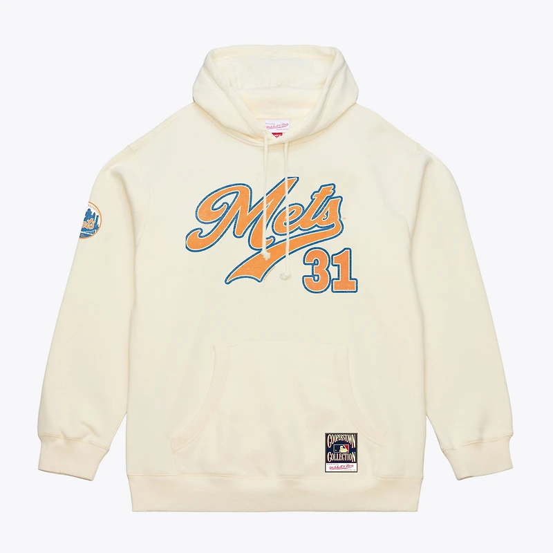 Men's Mitchell & Ness Mike Piazza Cream New York Mets Throwback Name Number Hoodie
