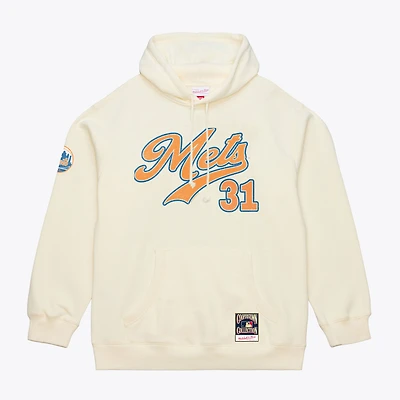 Men's Mitchell & Ness Mike Piazza Cream New York Mets Throwback Name Number Hoodie