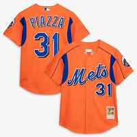 Men's Mitchell & Ness Mike Piazza Royal New York Mets Cooperstown Collection Mesh Batting Practice Button-Up Jersey