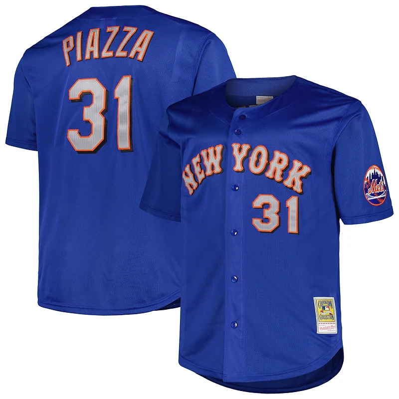 Mitchell & Ness Mike Piazza Royal New York Mets Big Tall Cooperstown Collection Maillot d'entraînement au bâton en maille pour hommes