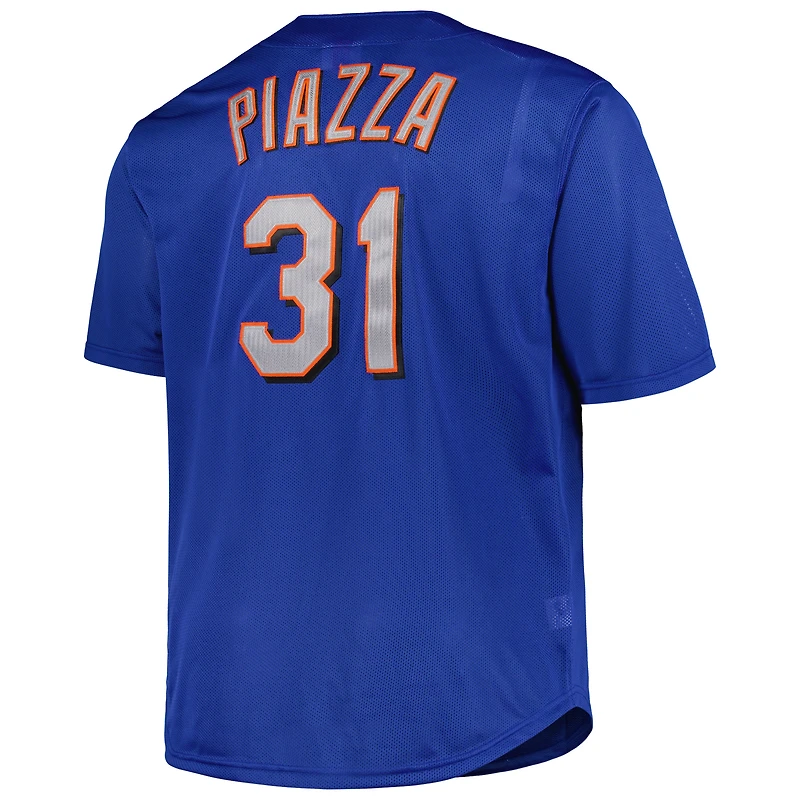Mitchell & Ness Mike Piazza Royal New York Mets Big Tall Cooperstown Collection Maillot d'entraînement au bâton en maille pour hommes