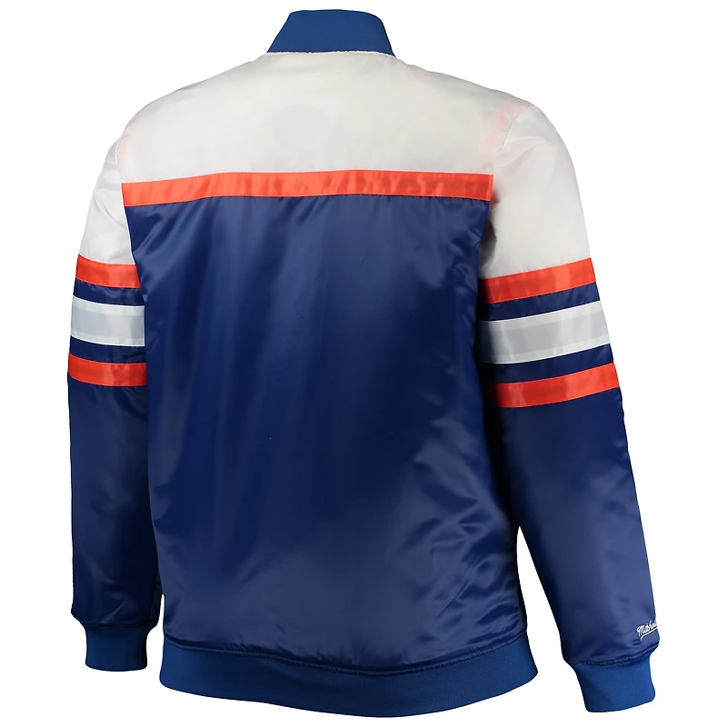 Men's Mitchell & Ness Royal/Orange New York Mets Big Tall Coaches Satin Full-Snap Jacket