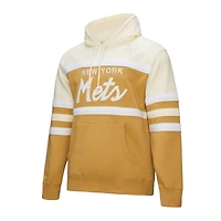 Men's Mitchell & Ness Tan/Cream New York Mets Head Coach Pullover Hoodie