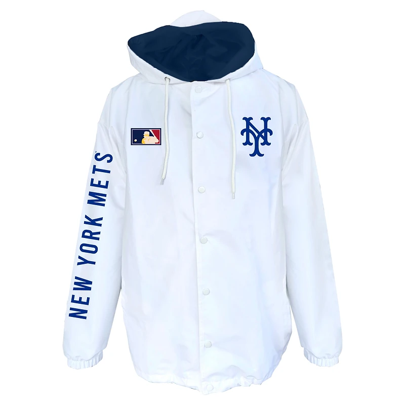 Men's Mitchell & Ness White New York Mets Big Tall Full-Snap Hooded Jacket