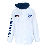 Men's Mitchell & Ness  White New York Mets Big Tall Full-Snap Hooded Jacket